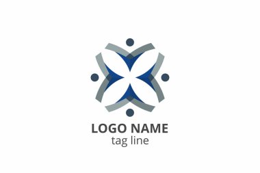 Yaratıcı insanlar siluet tasarımı. Ağ kuruluşu, sağlık kliniği, eğitim, finans kuruluşu, yatırım danışmanı gibi modern işletmeler için şablon simgesi logosu.