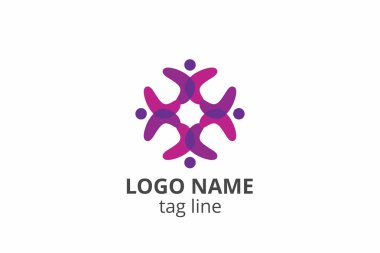 Yaratıcı insanlar siluet tasarımı. Ağ kuruluşu, sağlık kliniği, eğitim, finans kuruluşu, yatırım danışmanı gibi modern işletmeler için şablon simgesi logosu.