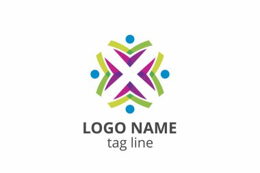 Yaratıcı insanlar siluet tasarımı. Ağ kuruluşu, sağlık kliniği, eğitim, finans kuruluşu, yatırım danışmanı gibi modern işletmeler için şablon simgesi logosu.