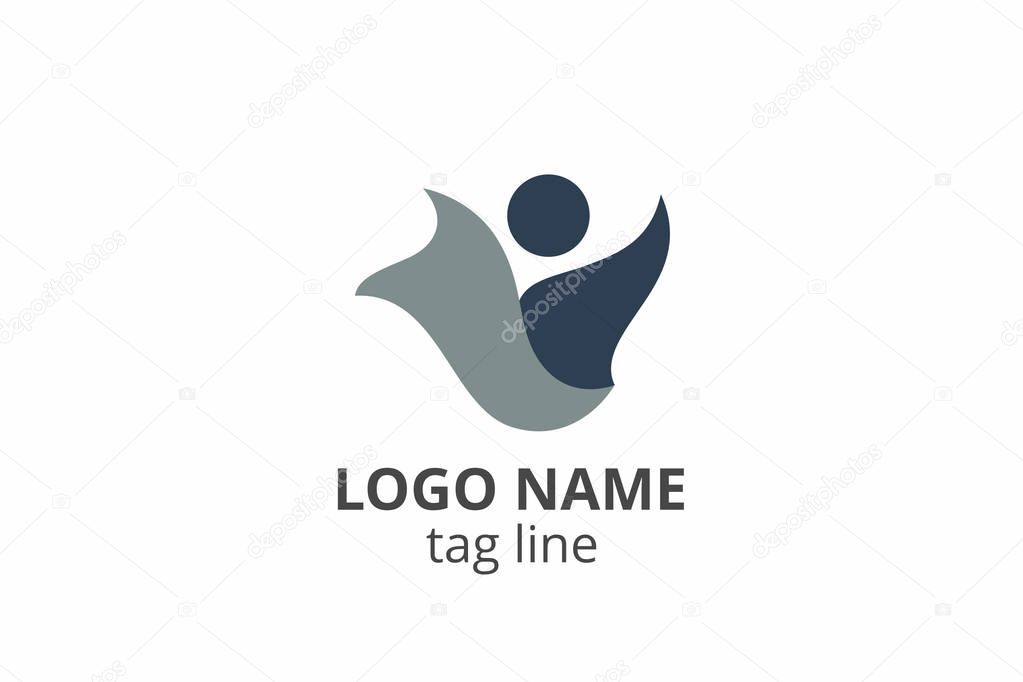Creative people silhouette design. Template icon logo for any modern business like networking company, health care clinic, education, finance corporate, investment consultant.
