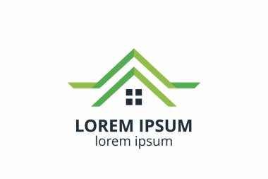 Yaratıcı şekil yapısı tasarımı. İnşaat şirketi için şablon logosu. Ya da apartman, villa, mülk, ev, bina gibi şirketler..