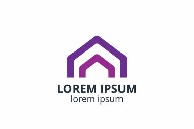 Yaratıcı şekil yapısı tasarımı. Mimarlık ajansının iç mimarisi için şablon logosu. Ya da apartman, konut, bina gibi başka bir şirket..