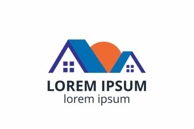 Yaratıcı şekil yapısı tasarımı. İnşaat şirketi için şablon logosu. Ya da apartman, villa, mülk, ev, bina gibi şirketler..