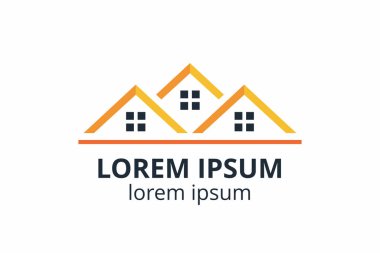 Yaratıcı şekil yapısı tasarımı. İnşaat şirketi için şablon logosu. Ya da apartman, villa, mülk, ev, bina gibi şirketler..