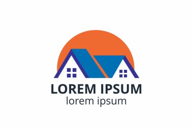 Yaratıcı şekil yapısı tasarımı. İnşaat şirketi için şablon logosu. Ya da apartman, villa, mülk, ev, bina gibi şirketler..