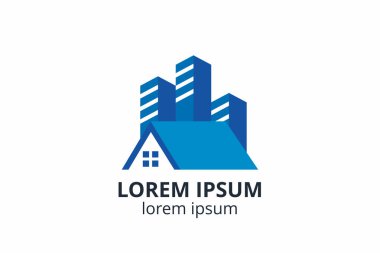 Yaratıcı şekil yapısı tasarımı. İnşaat şirketi için şablon logosu. Ya da apartman, villa, mülk, ev, bina gibi şirketler..