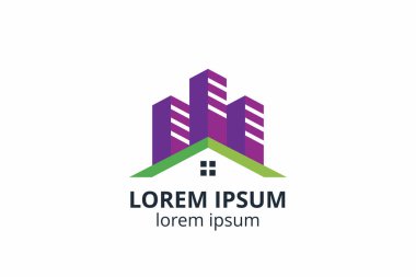 Yaratıcı şekil yapısı tasarımı. İnşaat şirketi için şablon logosu. Ya da apartman, villa, mülk, ev, bina gibi şirketler..