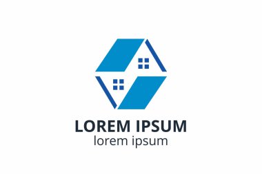 Yaratıcı şekil yapısı tasarımı. İnşaat şirketi için şablon logosu. Ya da apartman, villa, mülk, ev, bina gibi şirketler..