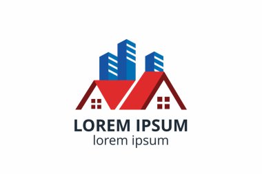 Yaratıcı şekil yapısı tasarımı. İnşaat şirketi için şablon logosu. Ya da apartman, villa, mülk, ev, bina gibi şirketler..