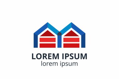 Yaratıcı şekil yapısı tasarımı. İnşaat şirketi için şablon logosu. Ya da apartman, villa, mülk, ev, bina gibi şirketler..