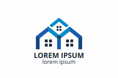 Yaratıcı şekil yapısı tasarımı. İnşaat şirketi için şablon logosu. Ya da apartman, villa, mülk, ev, bina gibi şirketler..