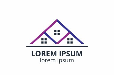 Yaratıcı şekil yapısı tasarımı. İnşaat şirketi için şablon logosu. Ya da apartman, villa, mülk, ev, bina gibi şirketler..