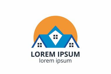 Yaratıcı şekil yapısı tasarımı. İnşaat şirketi için şablon logosu. Ya da apartman, villa, mülk, ev, bina gibi şirketler..