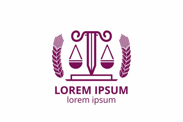 Hukuk Bürosunun Logosu Adalet Terazileri Çizimlerle Dolu Eylem Prensip Yasal — Stok Vektör