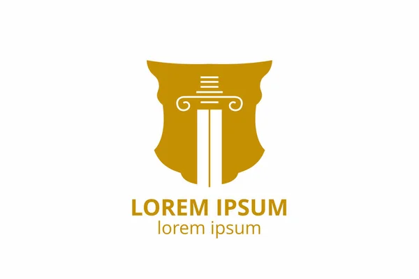 Hukuk bürosunun logosu adalet terazileri ve çizimlerle dolu. Eylem, prensip, yasal ikon tasarımı. Vektör vintage avukat, avukat etiketleri, hukuk firması rozeti..