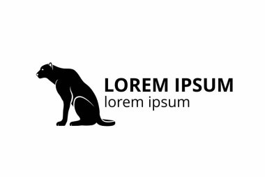 Siyah panter vahşi hayvan silueti logo tasarım şablonu spor takımı ya da beyaz arka plandaki herhangi bir şirket için..