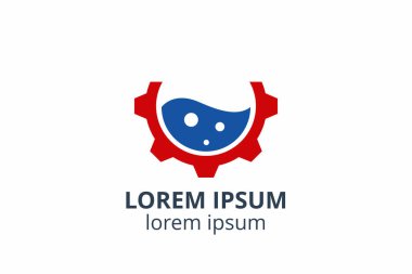 Yağ şablonu şekilli, damla yağlı ve vites vektör resimli yaratıcı logo tasarımı. ekolojik şirket, tıbbi, kimyasal, gıda ve petrol tasarım şirketlerinde kullanılabilir..