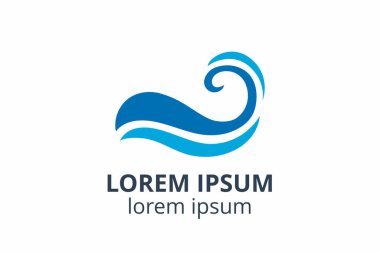 Dalga Logosu tasarım şablonu. herhangi bir şirket veya şirket kullanımı için vektör içinde akan sıvı su simgesi simgesi.
