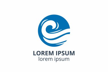 Herhangi bir şirket ya da şirket kullanımı için çember logosu üzerinde dalga şeklinde akan çizgi tasarım şablonu simgesi.