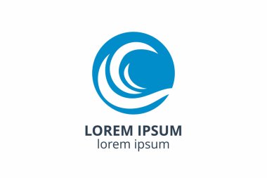Herhangi bir şirket ya da şirket kullanımı için çember logosu üzerinde dalga şeklinde akan çizgi tasarım şablonu simgesi.