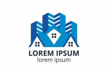 Yaratıcı şekil yapısı tasarımı. İnşaat şirketi için şablon logosu. Ya da apartman, villa, mülk, ev, bina gibi şirketler..