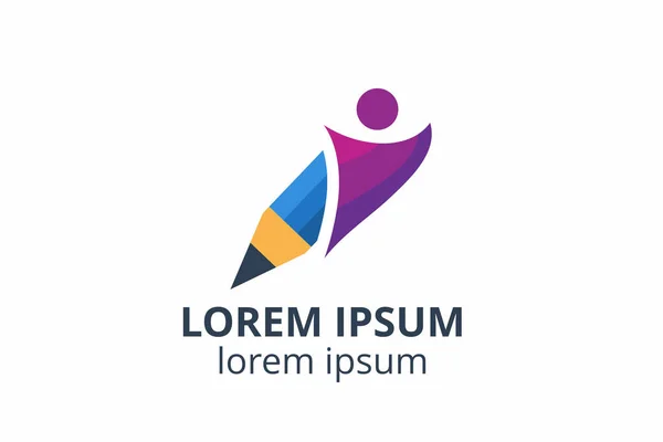Yaratıcı fikir kalem ikonu tasarım illüstrasyonu. Okul için şablon logosu, yazar, sanat ve stüdyo şirketi, mimarlık şirketi, ya da herhangi bir iş..