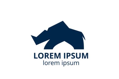 Güçlü gergedan silueti şablonunun logo tasarımı yaratıcı şekilde izole edilmiş vektör illüstrasyon kullanımı herhangi bir modern iş veya spor takımı için.