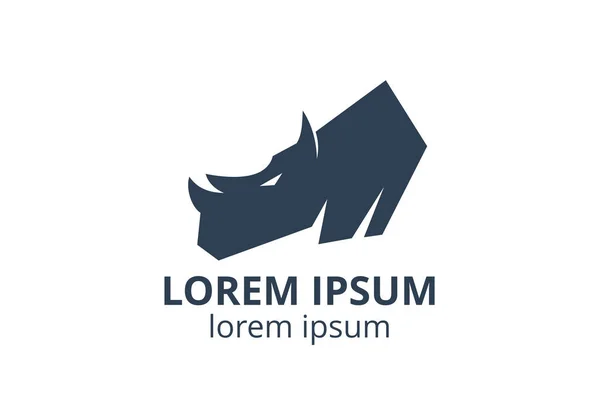 Güçlü gergedan silueti şablonunun logo tasarımı yaratıcı şekilde izole edilmiş vektör illüstrasyon kullanımı herhangi bir modern iş veya spor takımı için.