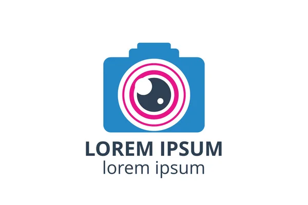 Creatieve Vorm Lens Ontwerp Symbool Van Camera Template Icoon Logo — Stockvector