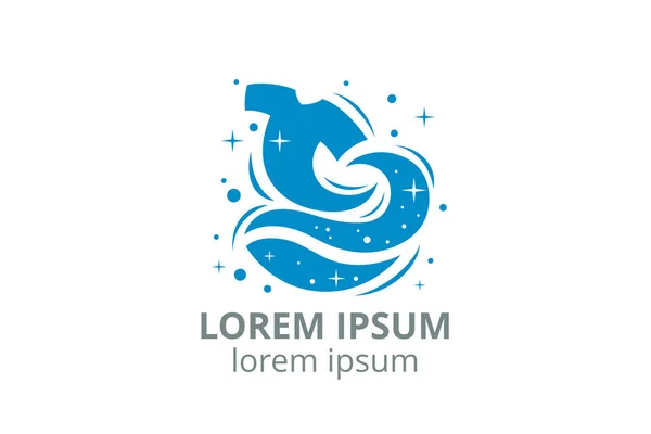 Yaratıcı silüet şekilli çamaşır işi şablonu için logo tasarım simgesi kumaş ile vektör illüstrasyonunu izole et.