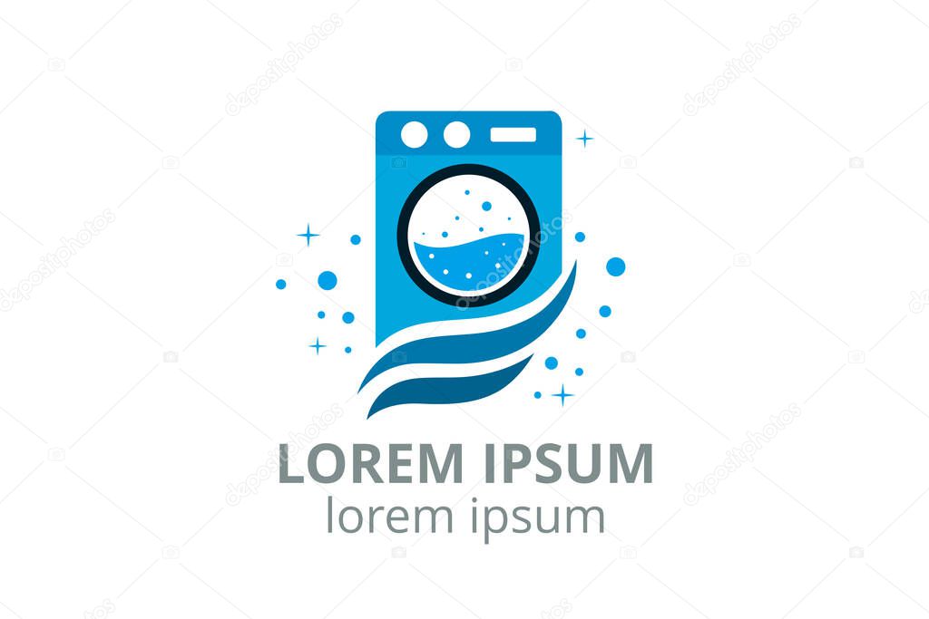 Logo design icon for laundry business template in creative silhouette shape isolate vector illustration.
