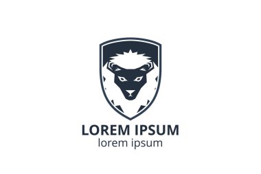 Aslan vahşi hayvan silueti simgesi logo tasarım şablonu spor takımı ya da beyaz arka plandaki herhangi bir şirket için..