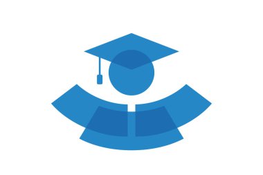 Öğrenci çocuklarının logo tasarımı ya da yaratıcı şekildeki insanların tasarımı vektör illüstrasyonunu izole eder. okul, üniversite, üniversite, eğitim merkezi gibi işletme eğitimi için kullanılacak.