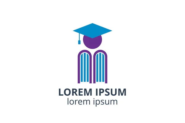 Logo Design Enfant Étudiant Des Personnes Avec Modèle Livre Forme — Image vectorielle