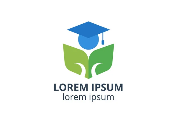 Öğrenci çocuklarının logo tasarımı ya da yaratıcı şekildeki insanların tasarımı vektör illüstrasyonunu izole eder. okul, üniversite, üniversite, eğitim merkezi gibi işletme eğitimi için kullanılacak.
