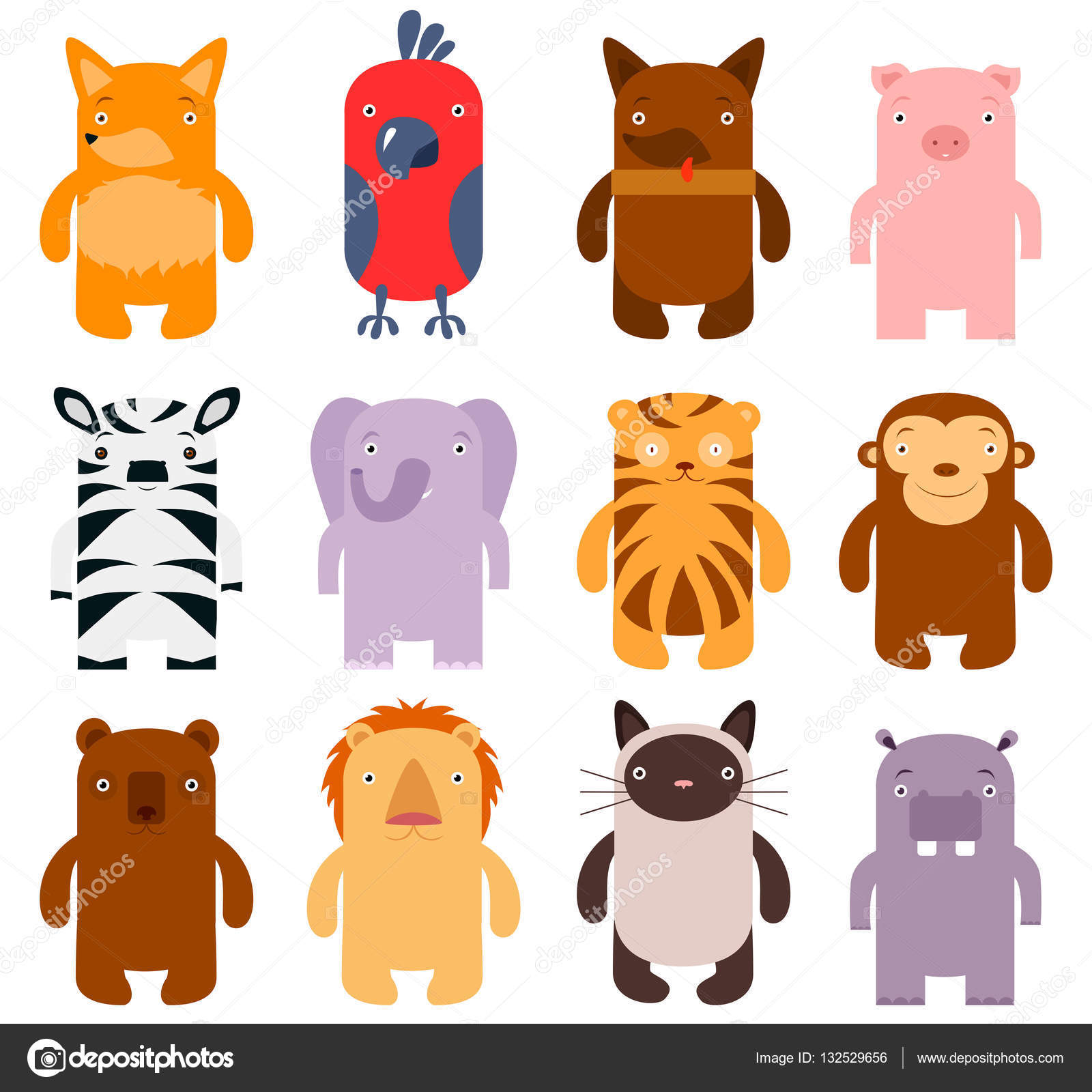 Flat style animals Stock Vector Image by © #132529656