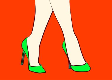 Kırmızı Ayakkabı kadın bacakları.