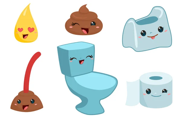 Funny poo Cartoon  and toilet — Stock Vector