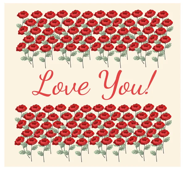 我爱你与红玫瑰 — 图库矢量图片