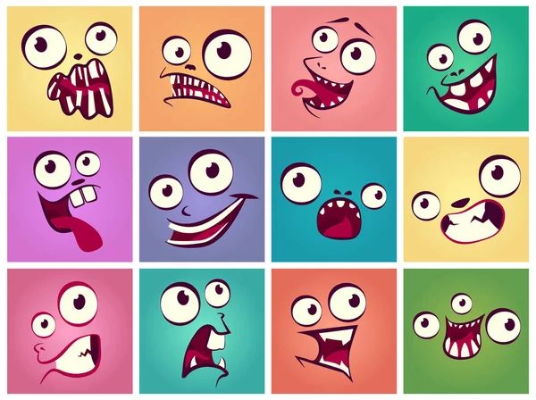 Cartoon monster faces — Stock Vector