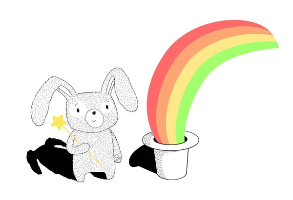 Legrační králík a rainbow — Stockový vektor