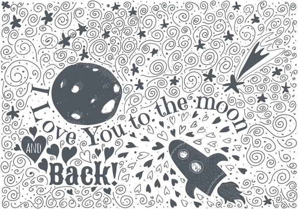 Ik hou van je tot de maan en terug — Stockvector