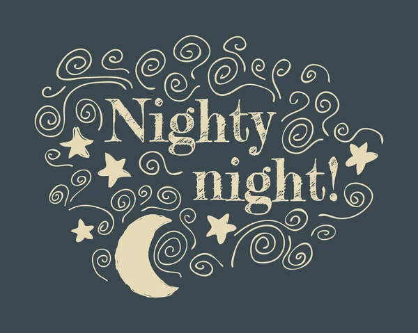 Ilustracja Koszulka nocna Night! plakat — Wektor stockowy