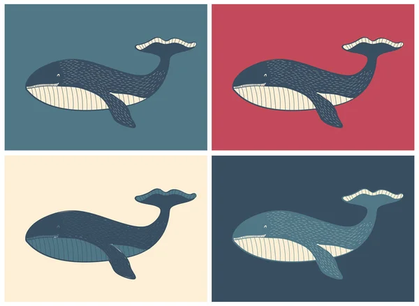 Ilustración de ballena retro — Vector de stock