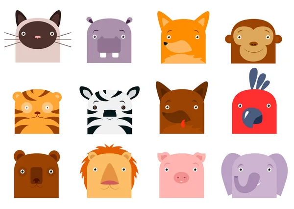 Plochý zvířata avatary — Stockový vektor