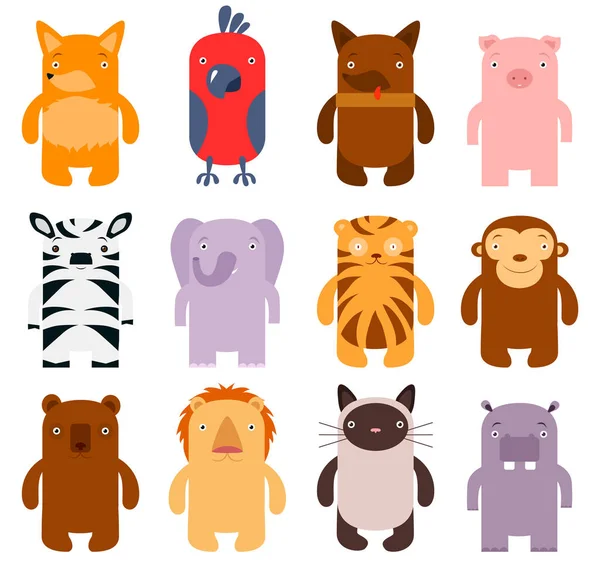 Animales de estilo plano — Vector de stock