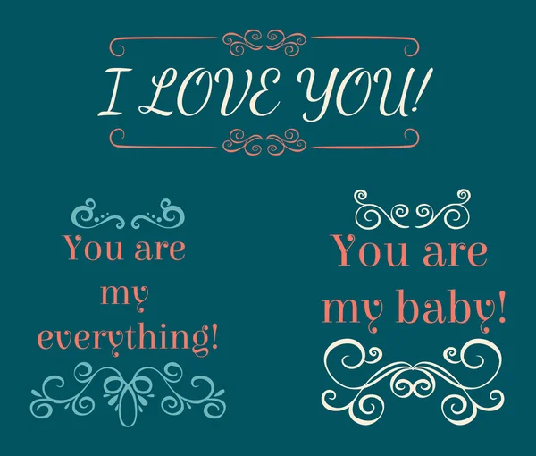 Lettering card with I Love You — Stock Vector