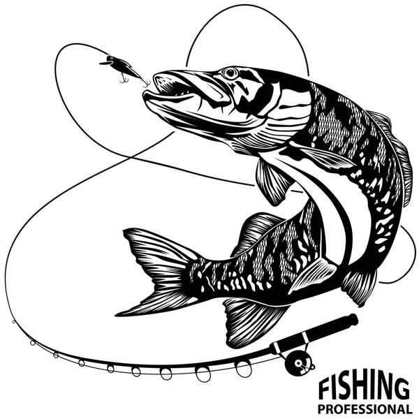 Pike fishing professional — Stock Vector