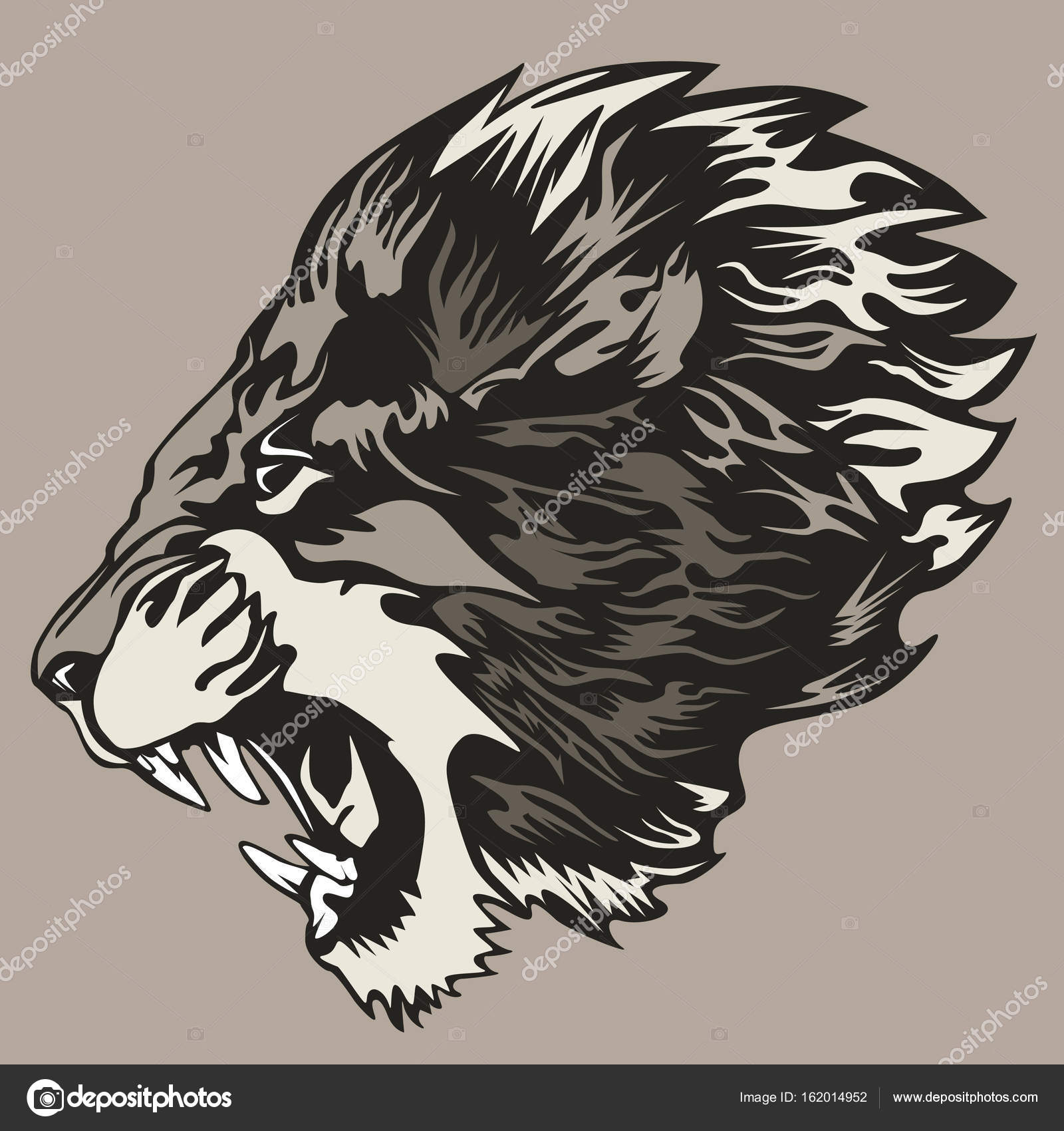 Lion head grey tattoo — Stock Vector © LIORIKI 162014952