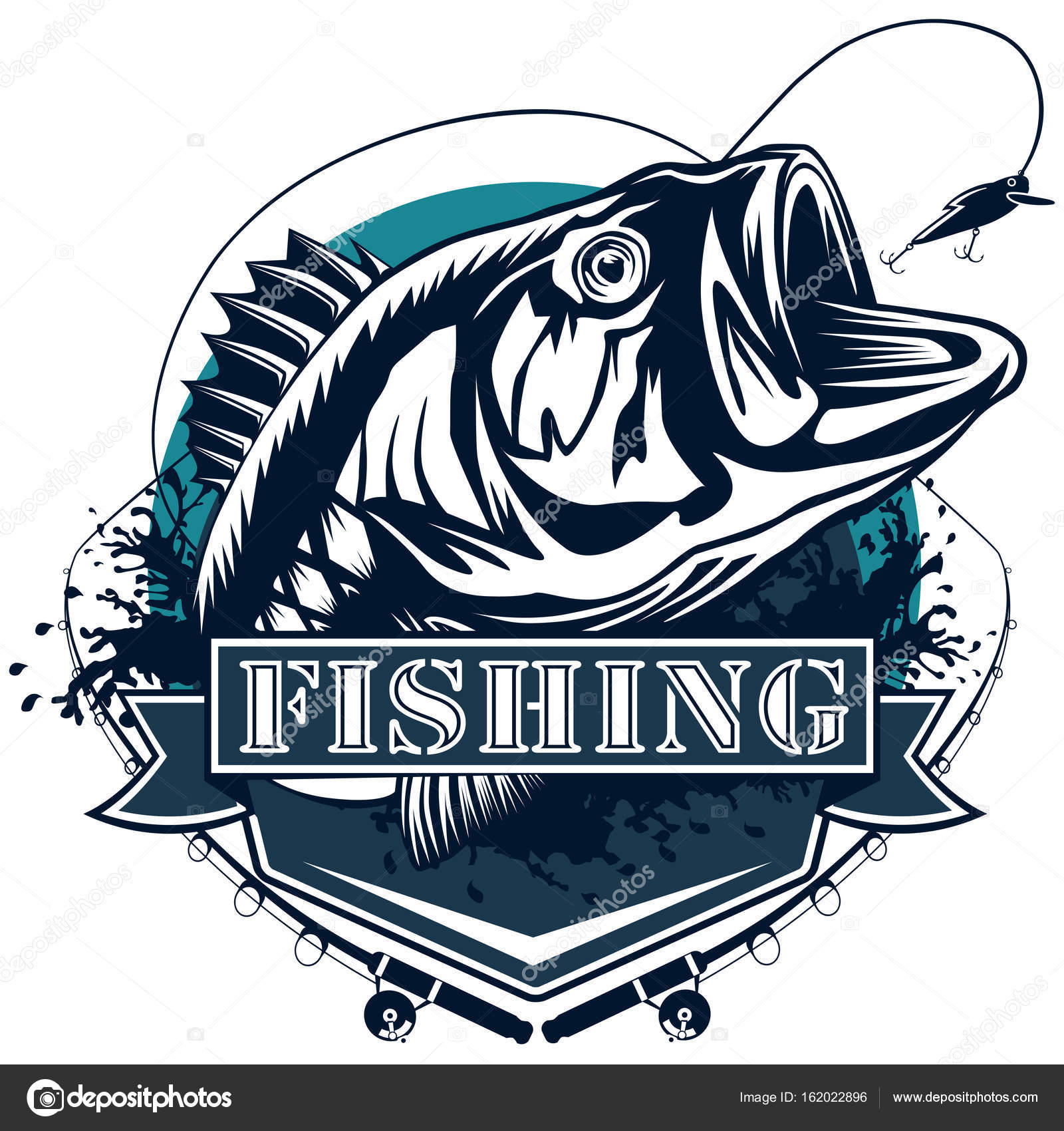 Download Perch Fish Deailed Logo Blue White Vector Image By C Lioriki Vector Stock 162022896